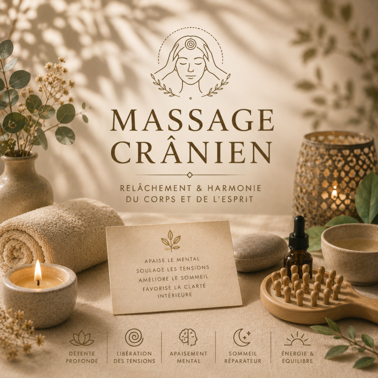 massage crânien Une personne reçoit un massage relaxant sur le visage.